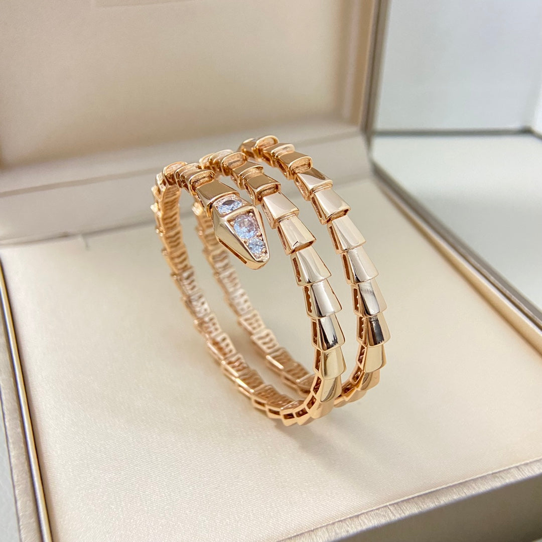 rose gold crystal rose Bangle for women - alternate angle view 4