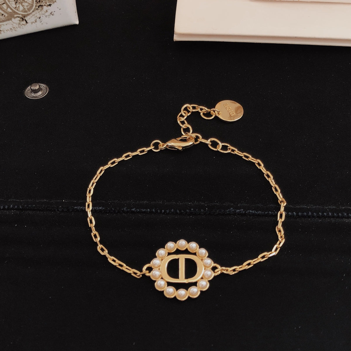 beige brass Bracelet for women - alternate angle view 2