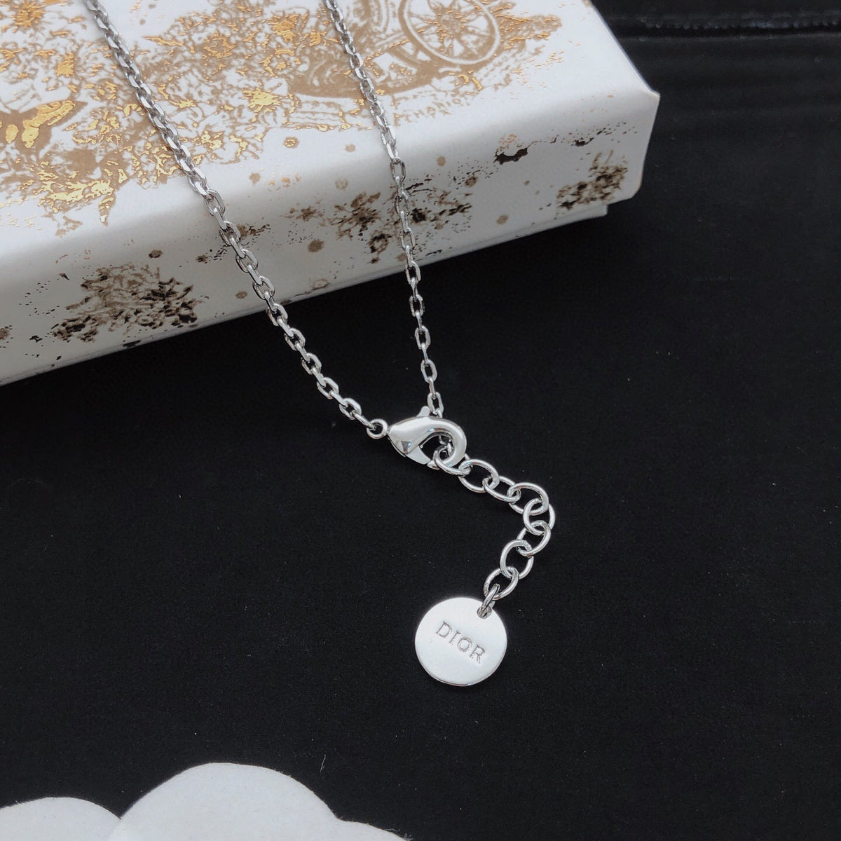 beige brass Necklace for women - alternate angle view 9