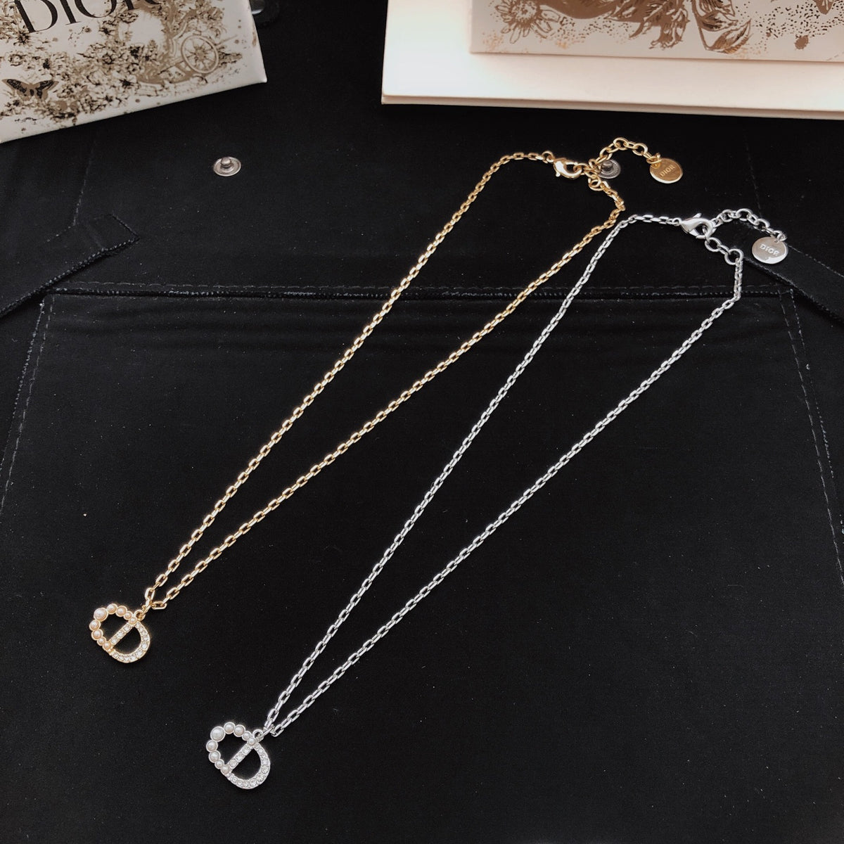 beige brass Necklace for women - alternate angle view 8