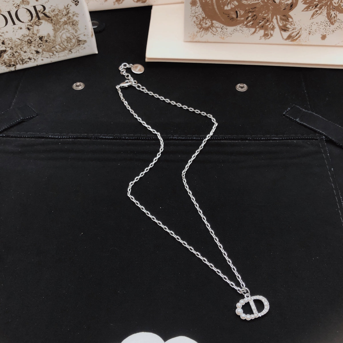 beige brass Necklace for women - alternate angle view 6