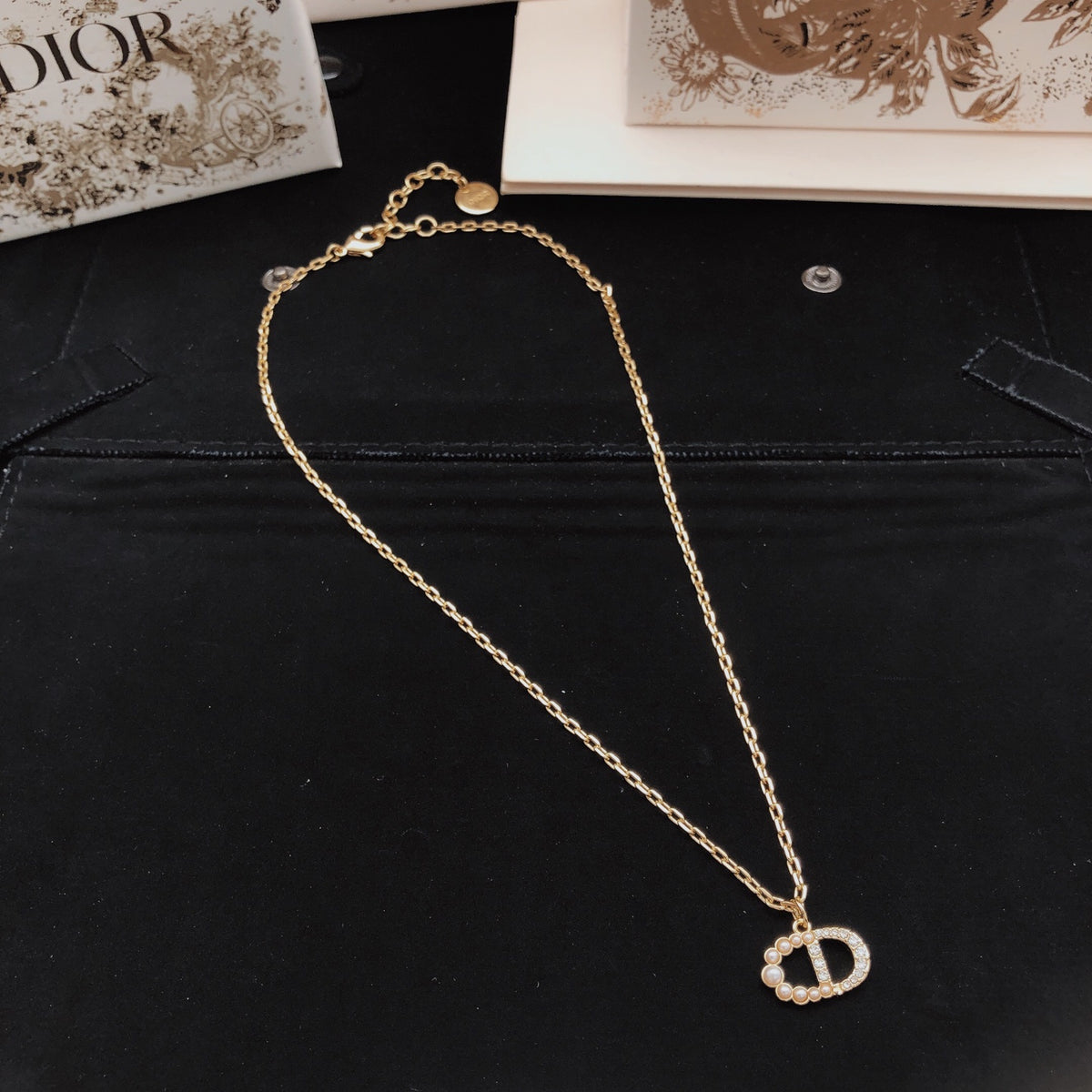 beige brass Necklace for women - alternate angle view 5