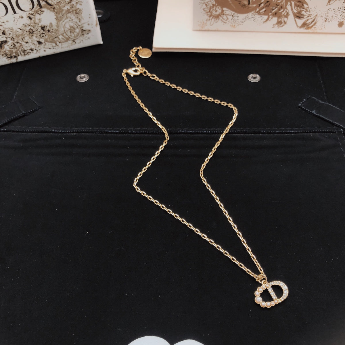 beige brass Necklace for women - alternate angle view 4
