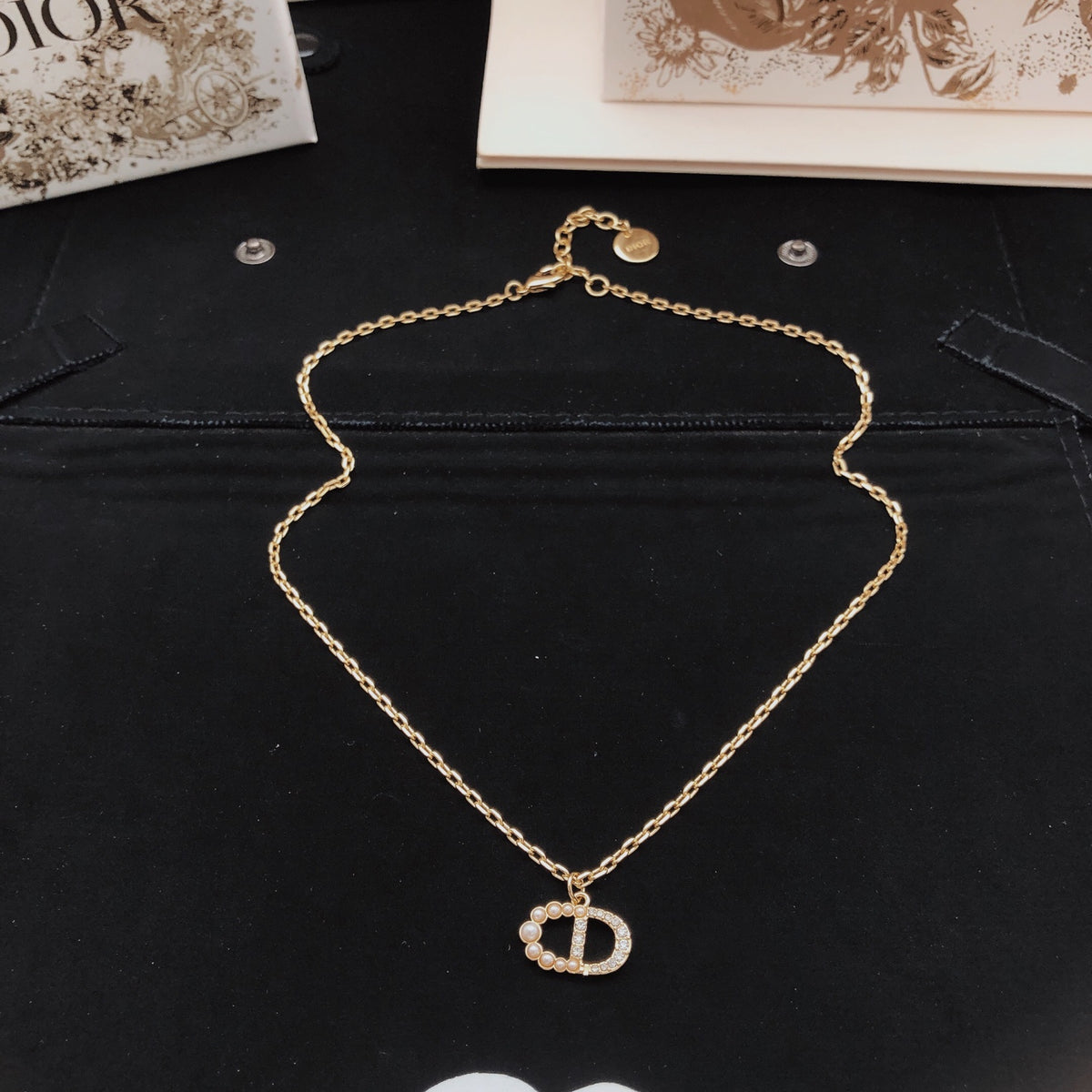 beige brass Necklace for women - alternate angle view 6