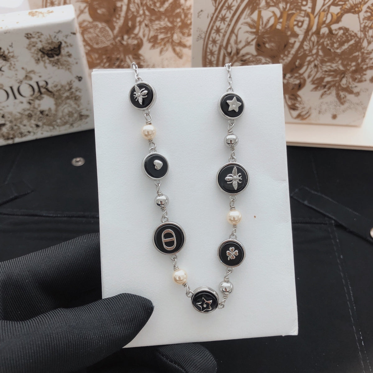 black brass Necklace for women - product detail view
