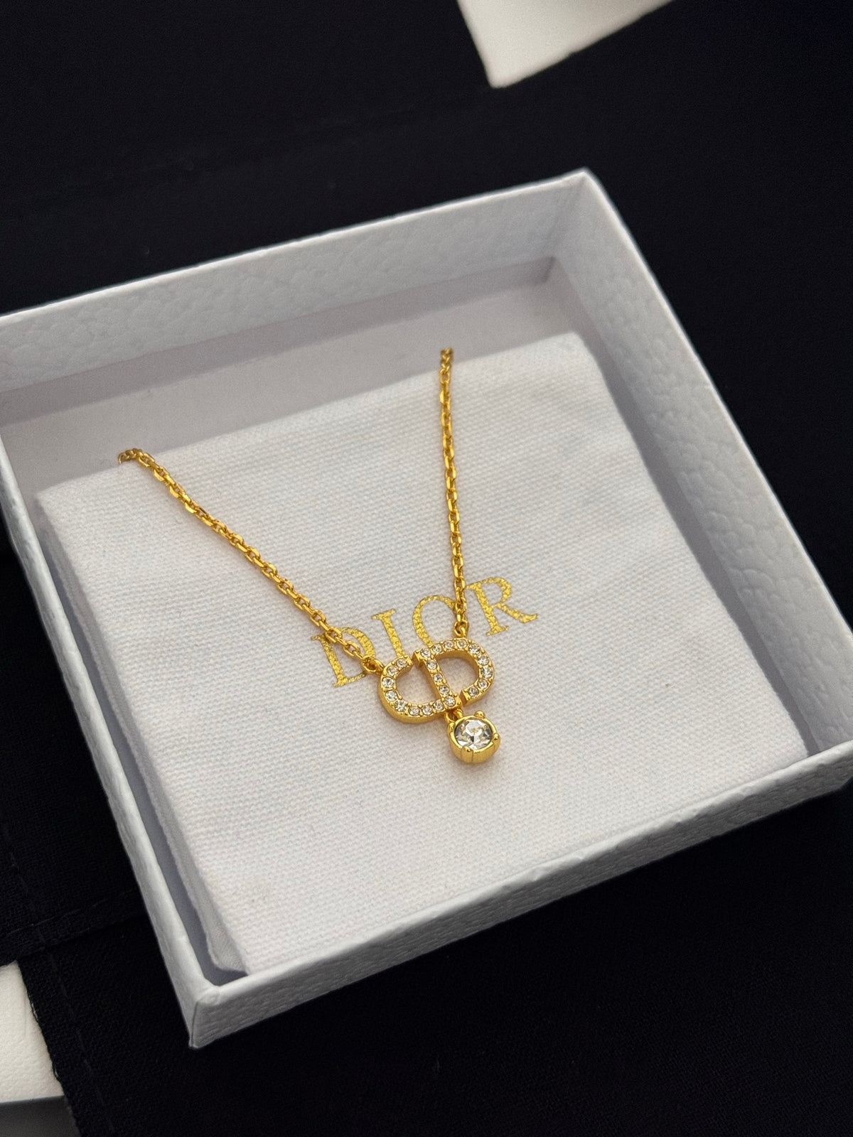 yellow brass pearl Necklace for women - alternate angle view 2
