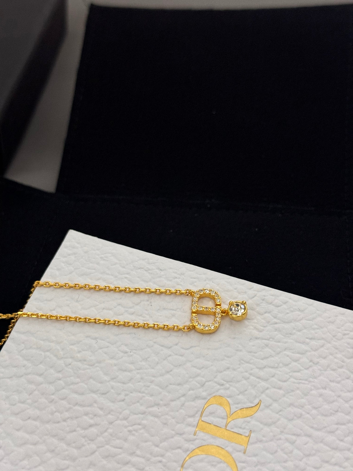 yellow brass pearl Necklace for women - alternate angle view 3