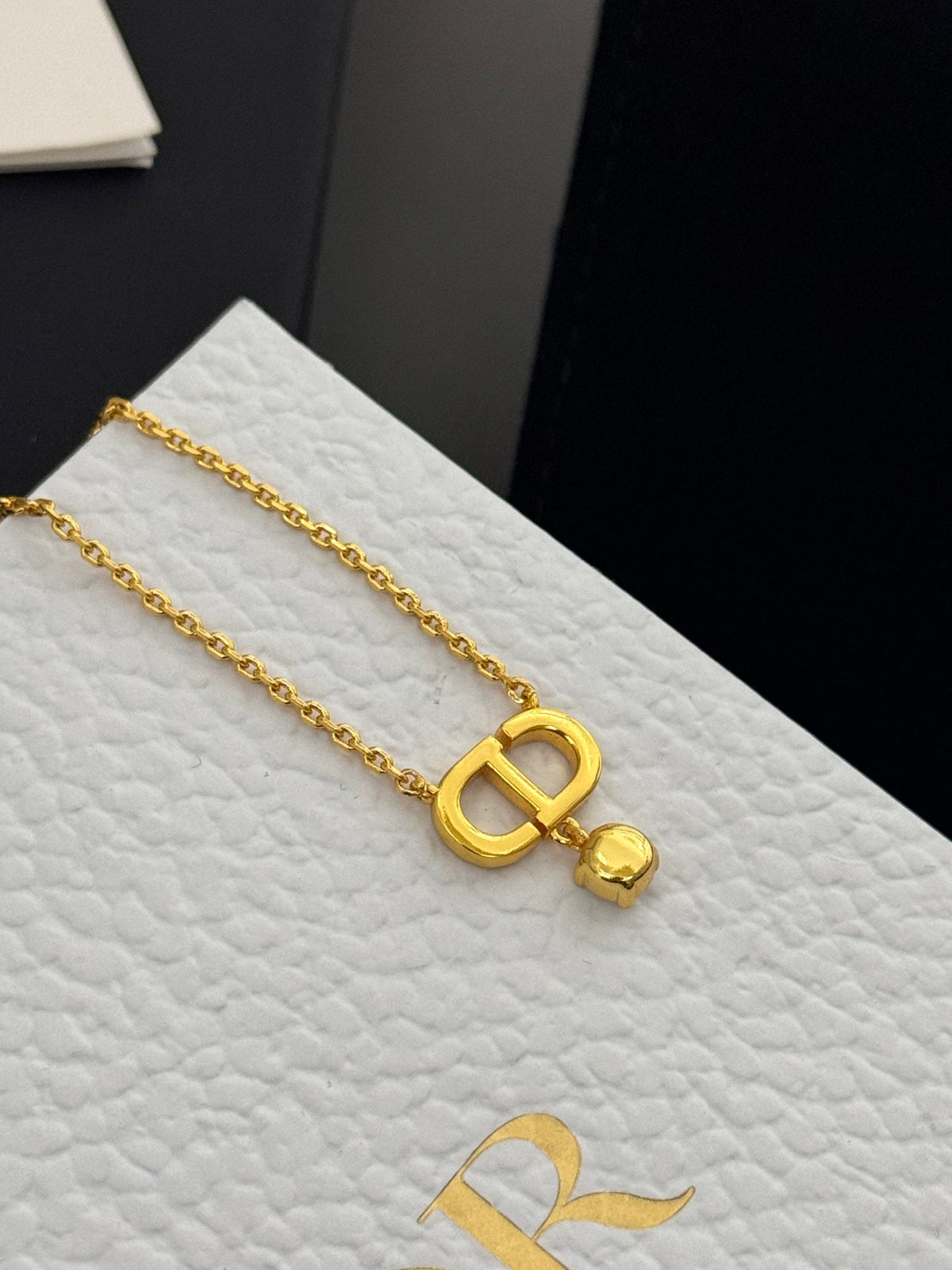 yellow brass pearl Necklace for women - alternate angle view 4