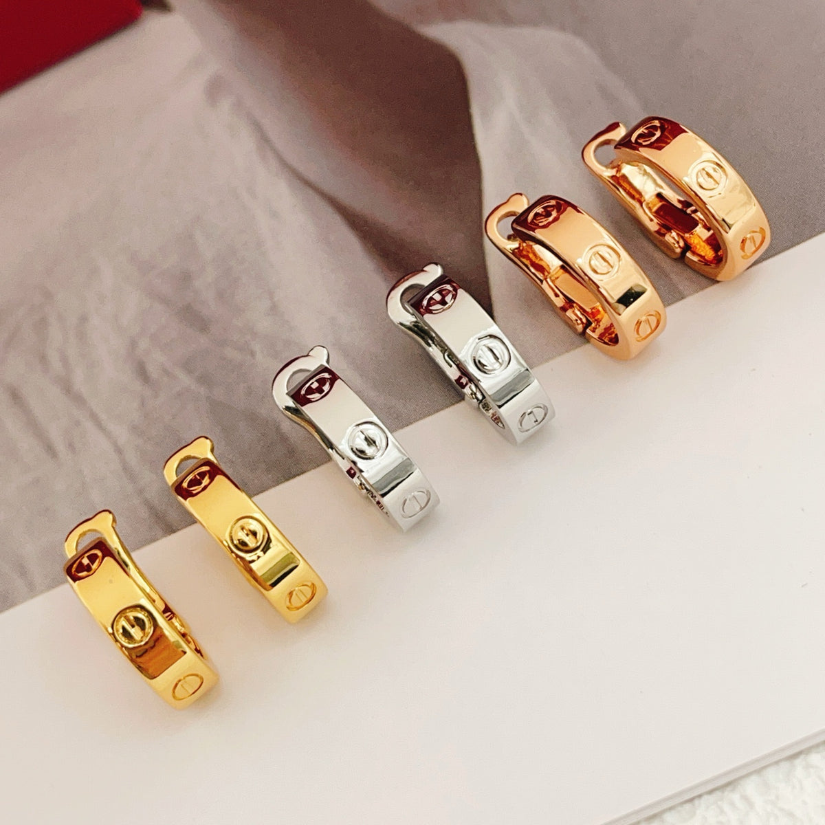 gold brass luxury Stud Earrings for women - alternate angle view 6