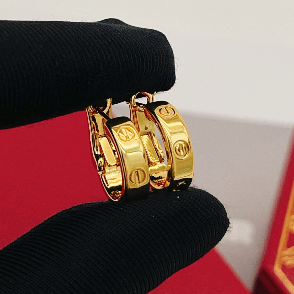 gold brass luxury Stud Earrings for women - alternate angle view 5