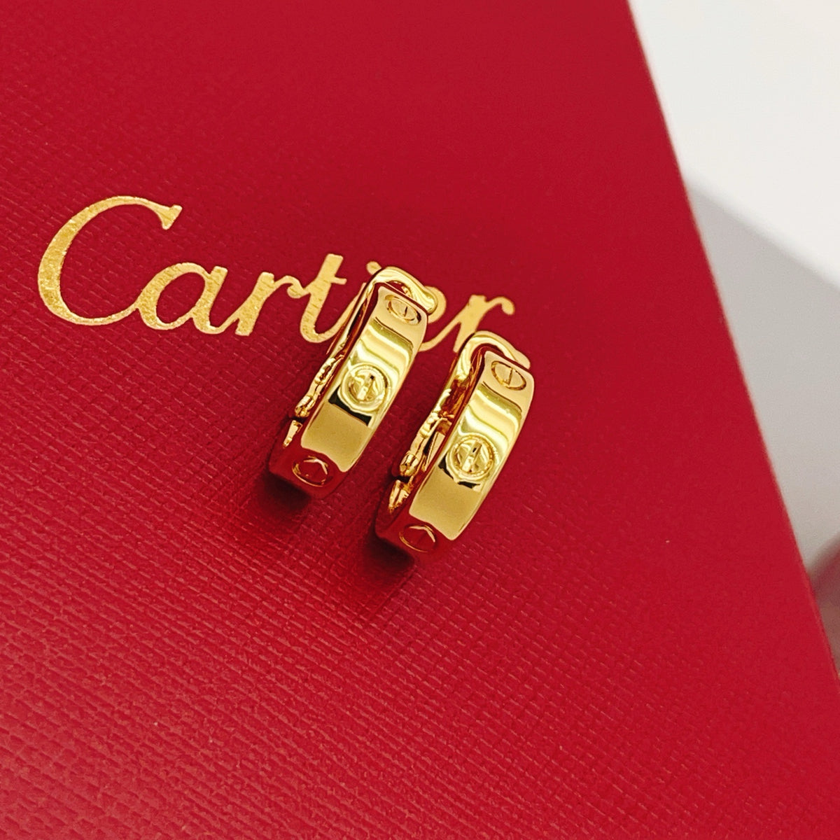 gold brass luxury Stud Earrings for women - alternate angle view 2