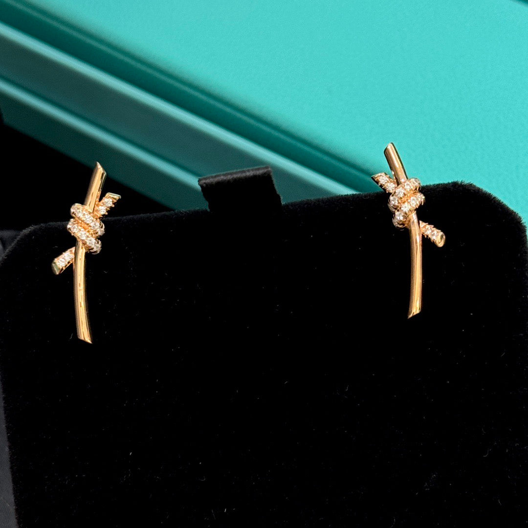 rose gold crystal rose Drop Earrings for women - alternate angle view 5