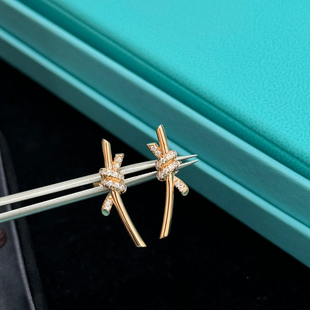 rose gold crystal rose Drop Earrings for women - alternate angle view 7
