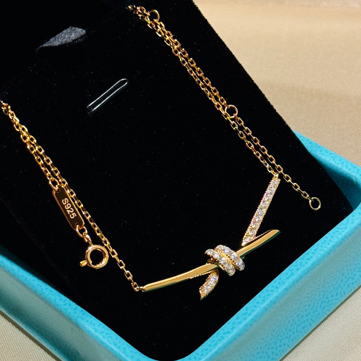 rose gold crystal rose Jewelry Set for women - alternate angle view 5
