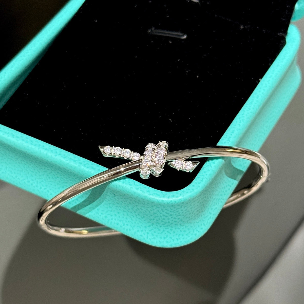 gold crystal inlaid Bangle for women - alternate angle view 5