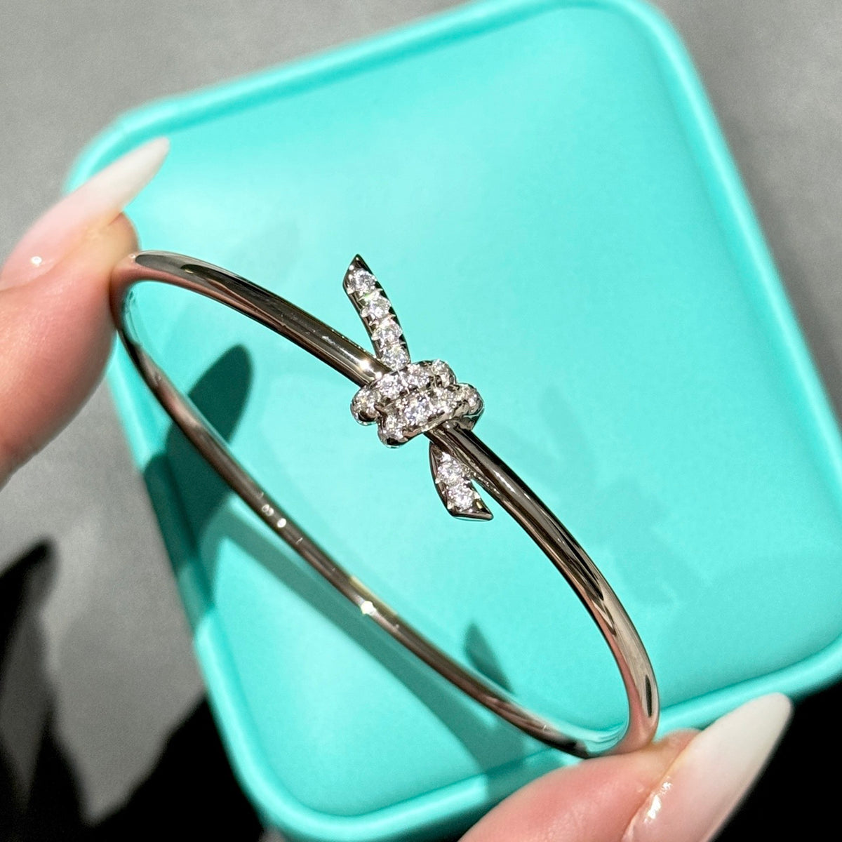 gold crystal inlaid Bangle for women - alternate angle view 9