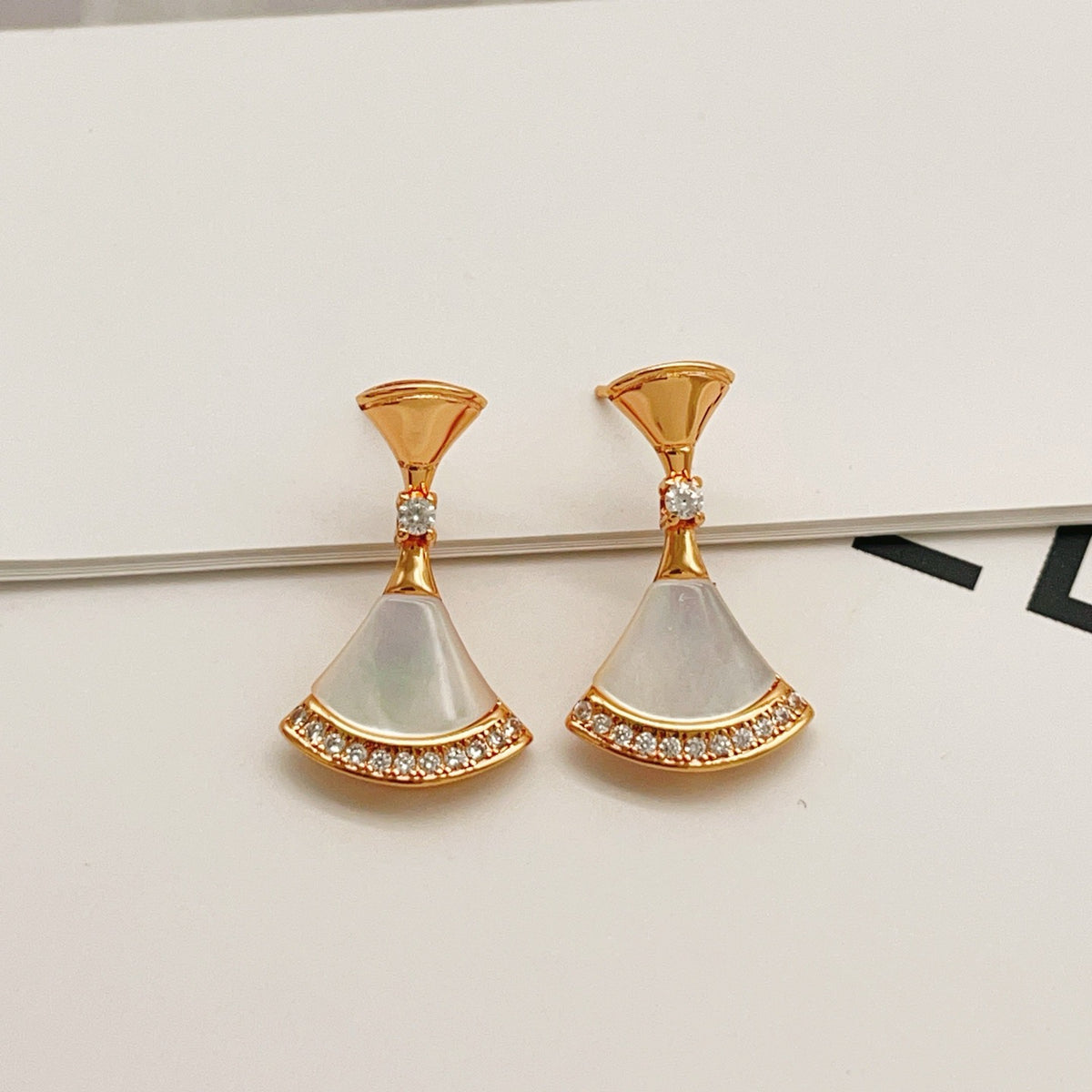 rose gold brass rose Stud Earrings for women - product detail view