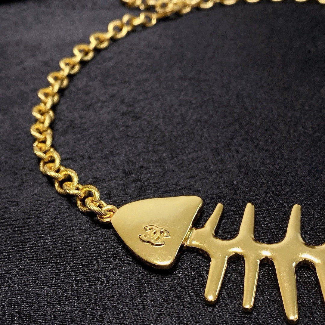 yellow brass double c Necklace for women - alternate angle view 7