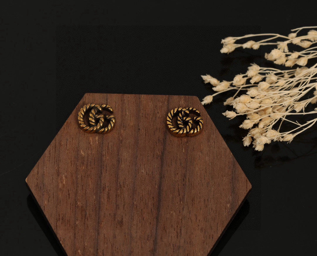 antique linen floral Stud Earrings for women - alternate angle view 5