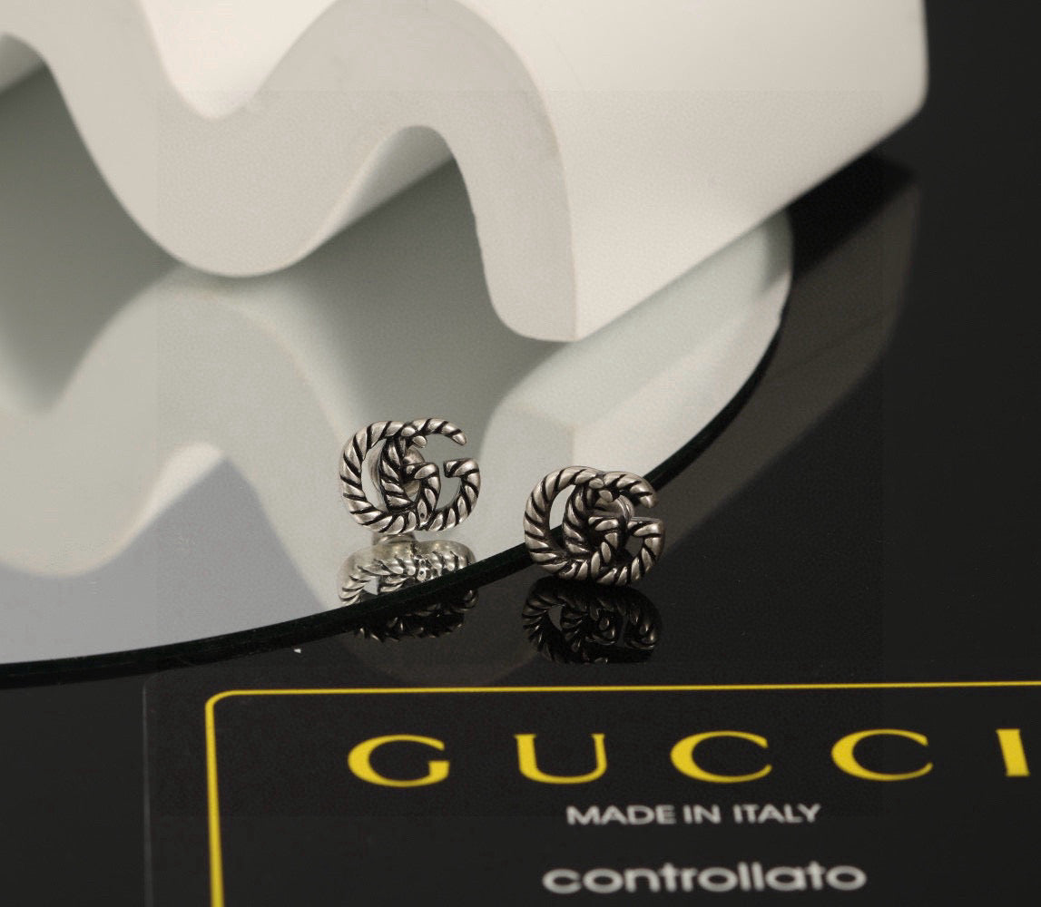 antique linen floral Stud Earrings for women - alternate angle view 2