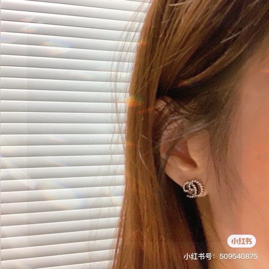 antique linen floral Stud Earrings for women - alternate angle view 6