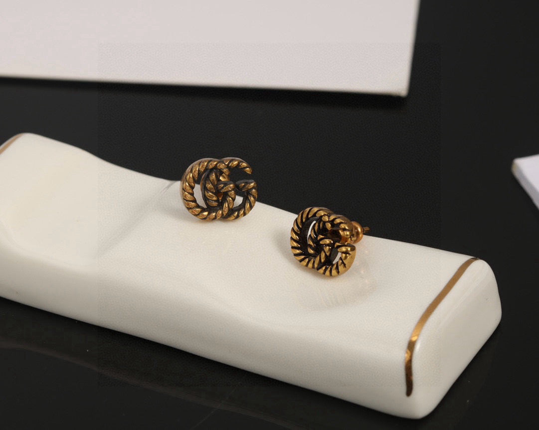antique linen floral Stud Earrings for women - alternate angle view 7