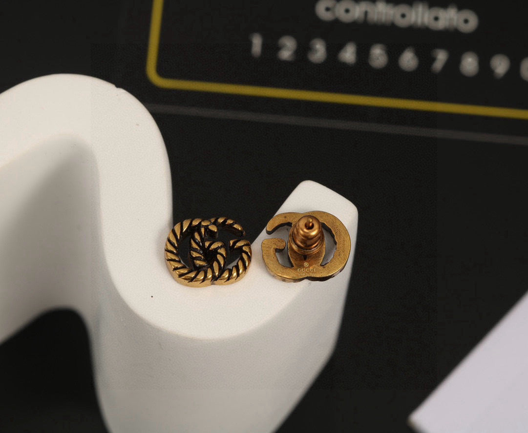 antique linen floral Stud Earrings for women - alternate angle view 4