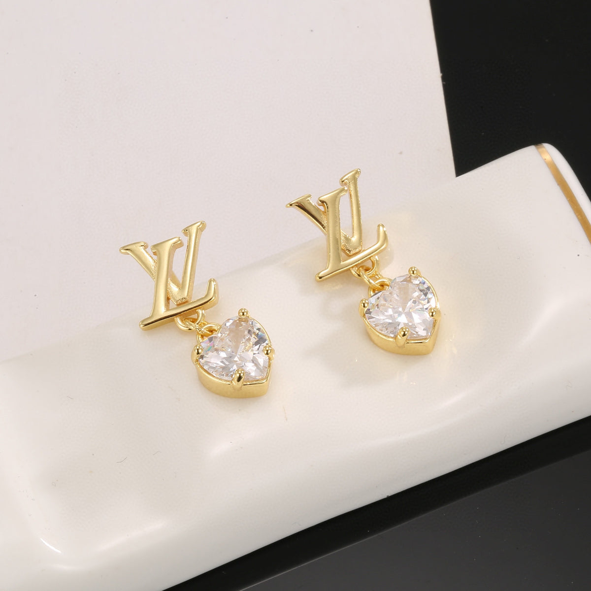 letter Stud Earrings for women - alternate angle view 4
