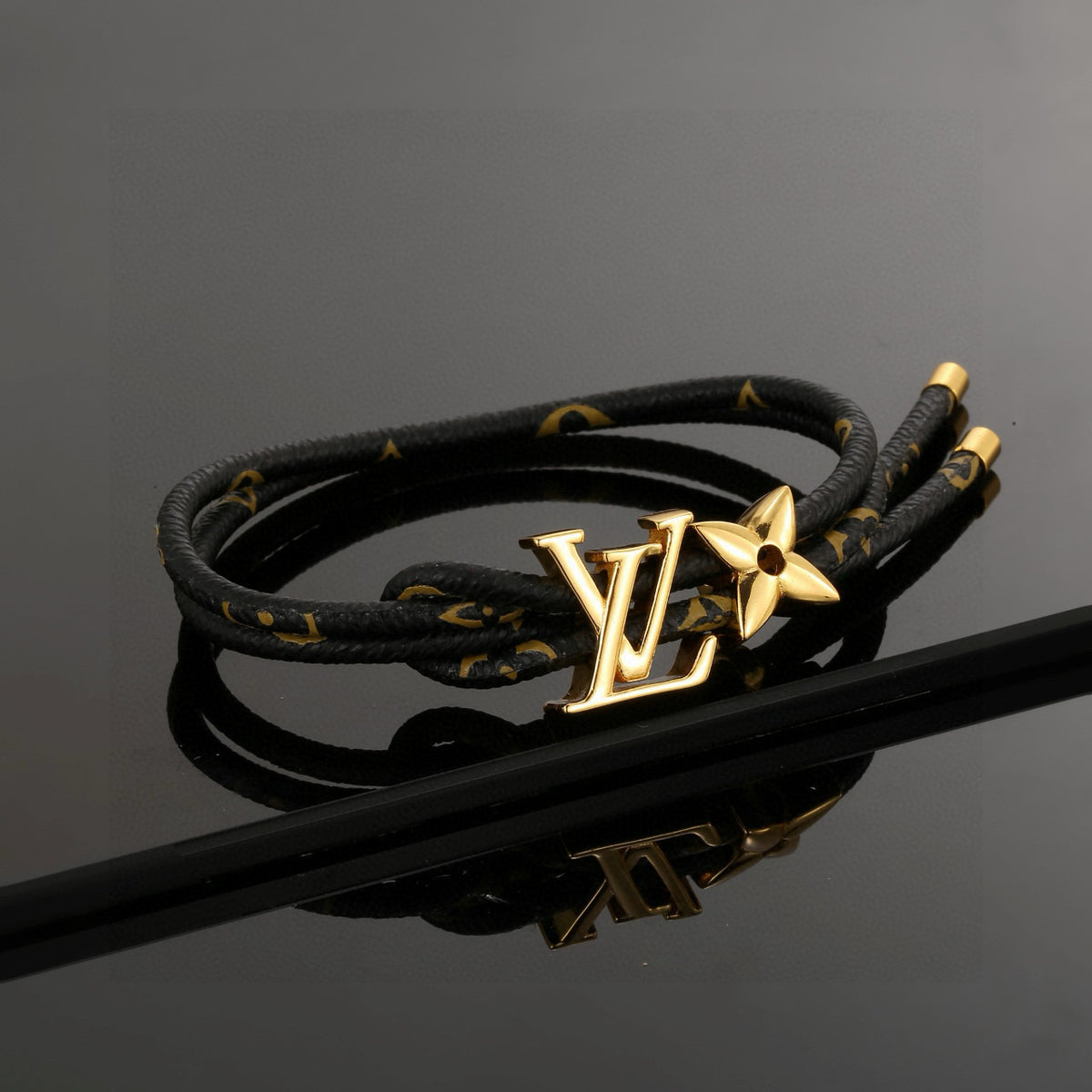 gold genuine leather delicate Bracelet for men - alternate angle view 6