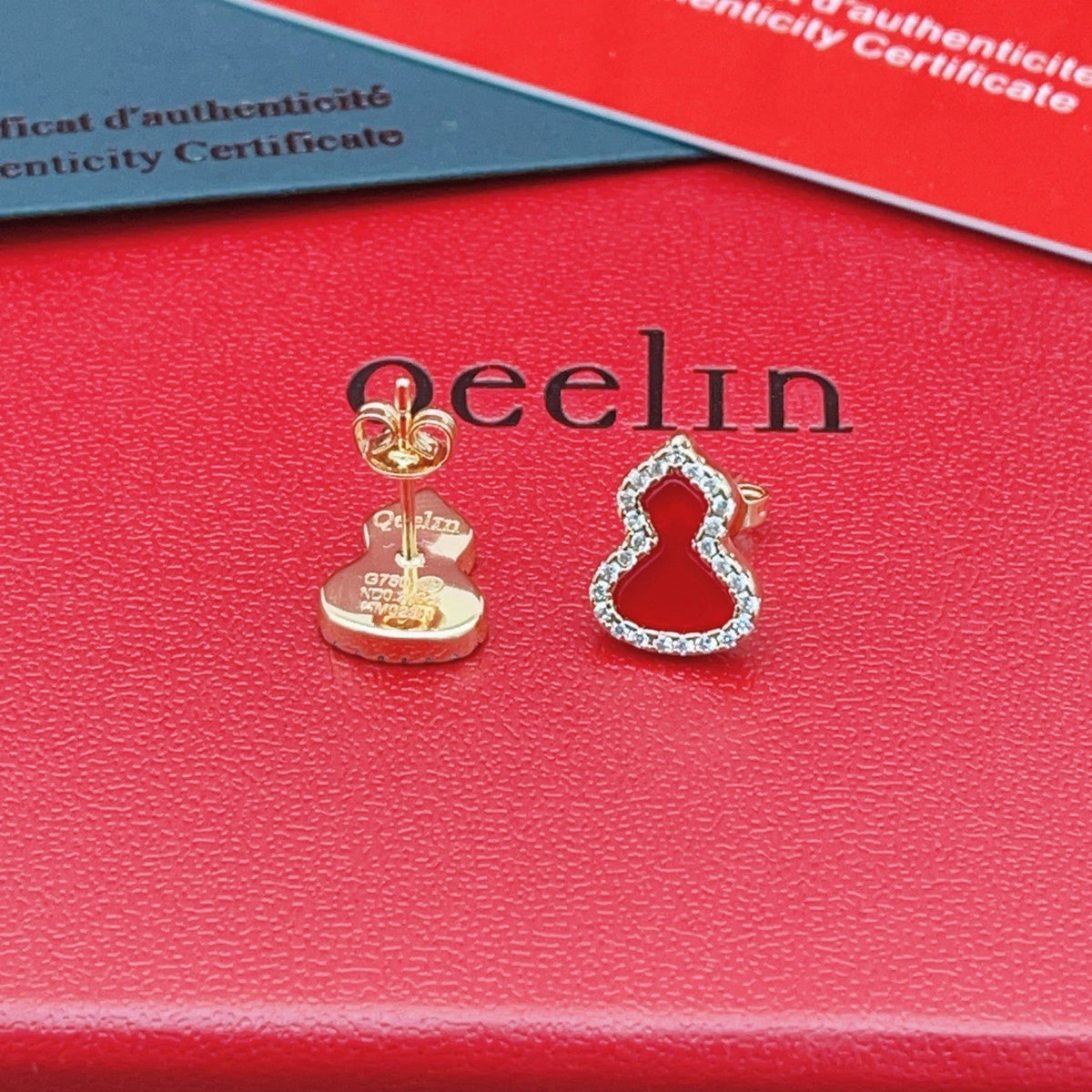 gold brass luxury Stud Earrings for women - alternate angle view 6