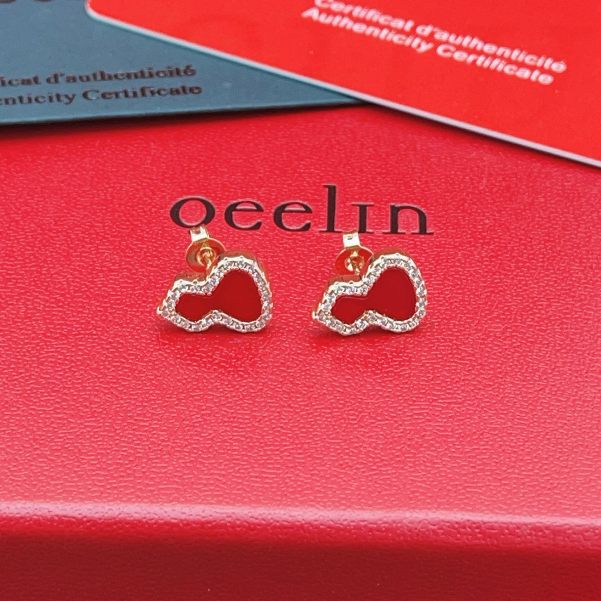 gold brass luxury Stud Earrings for women - alternate angle view 7