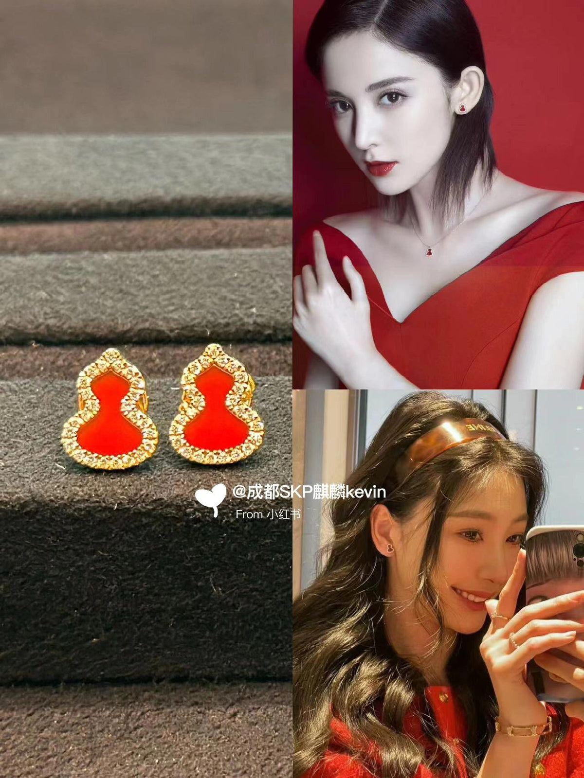 gold brass luxury Stud Earrings for women - alternate angle view 13