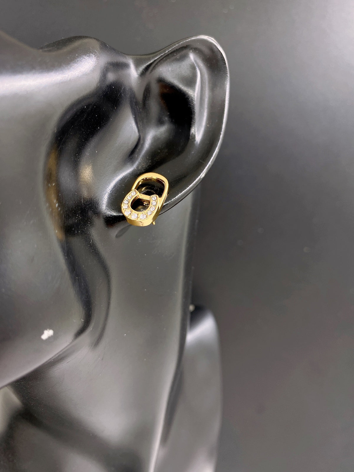 light gold brass Stud Earrings for women - alternate angle view 2
