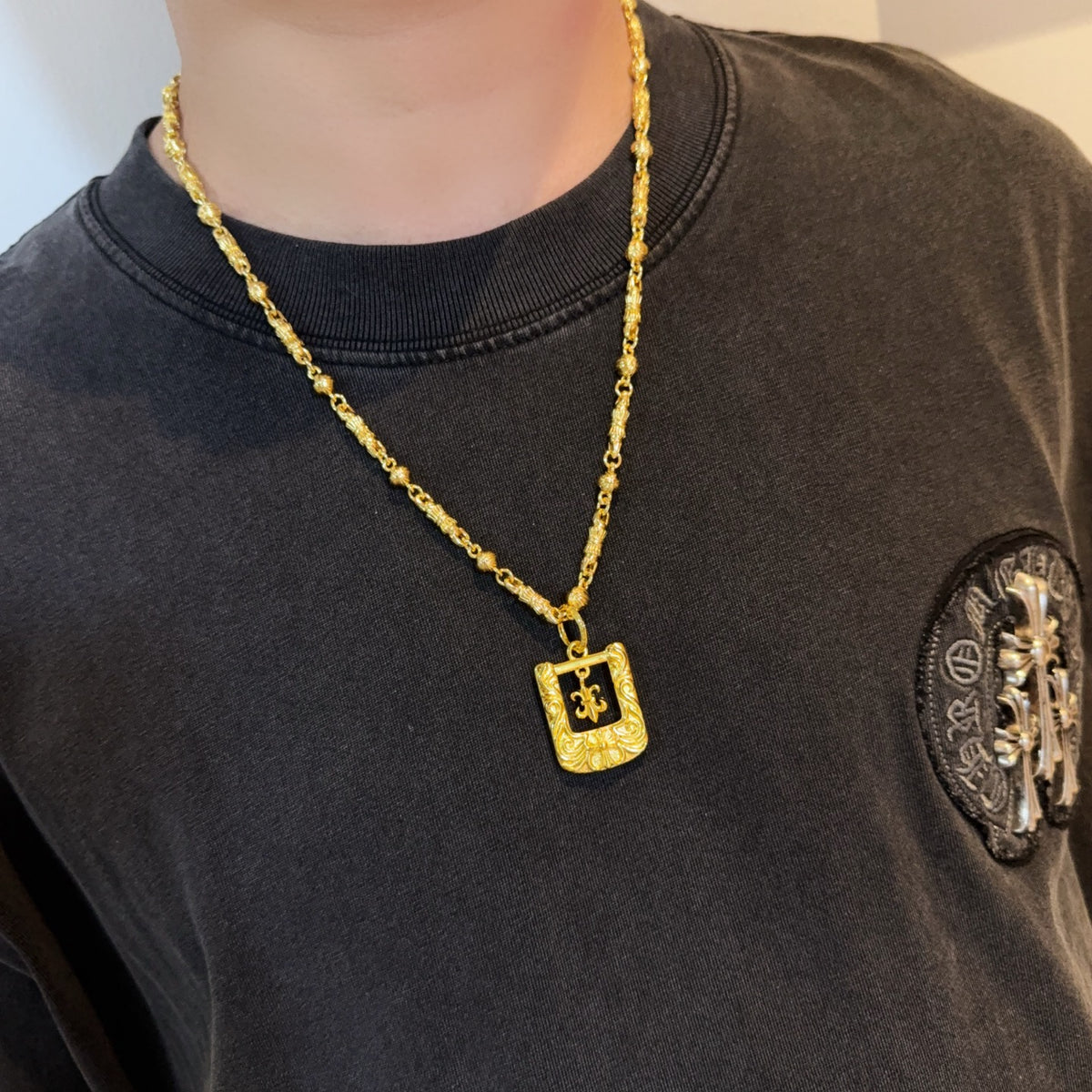 antique cross Pendant for men - alternate angle view 3