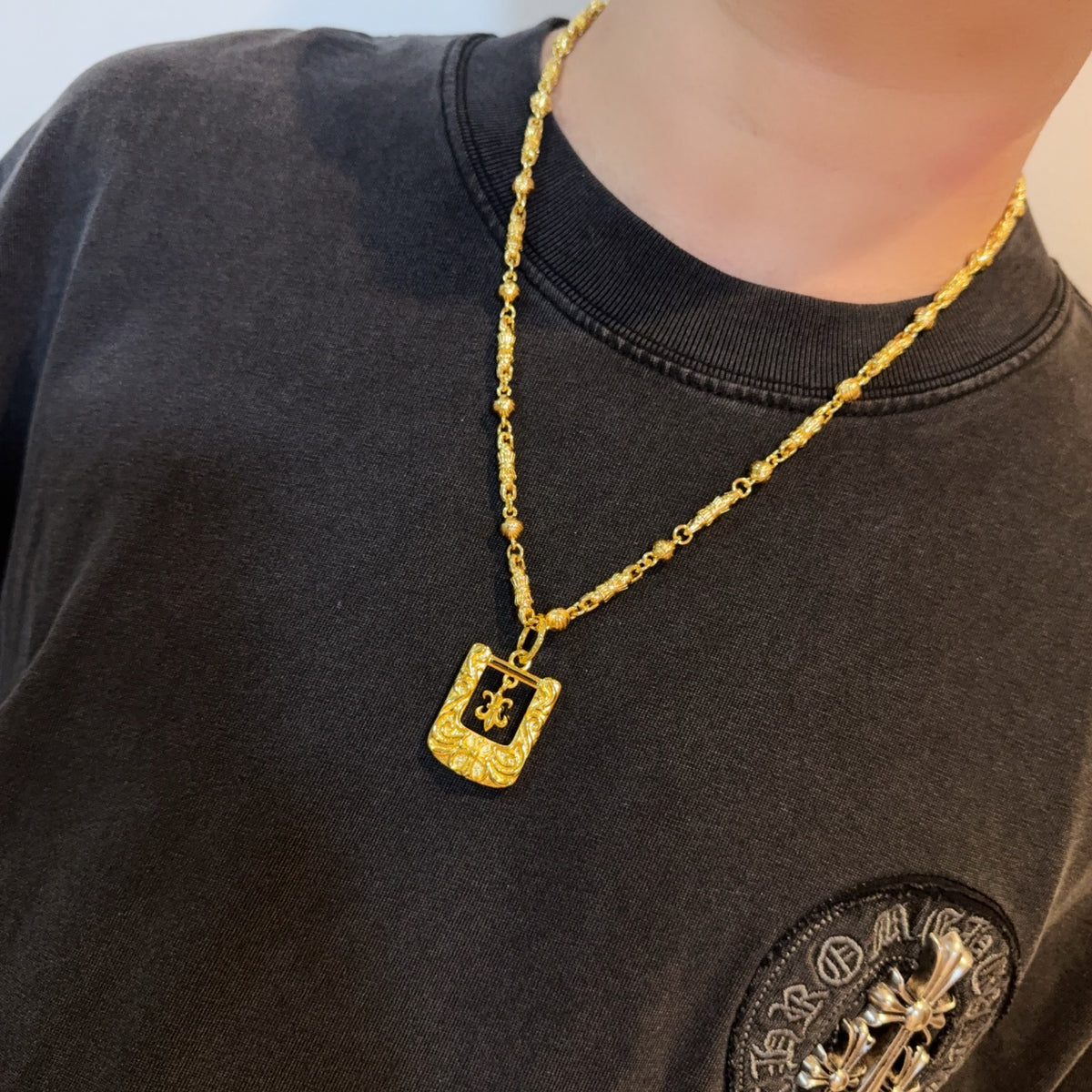 antique cross Pendant for men - alternate angle view 2