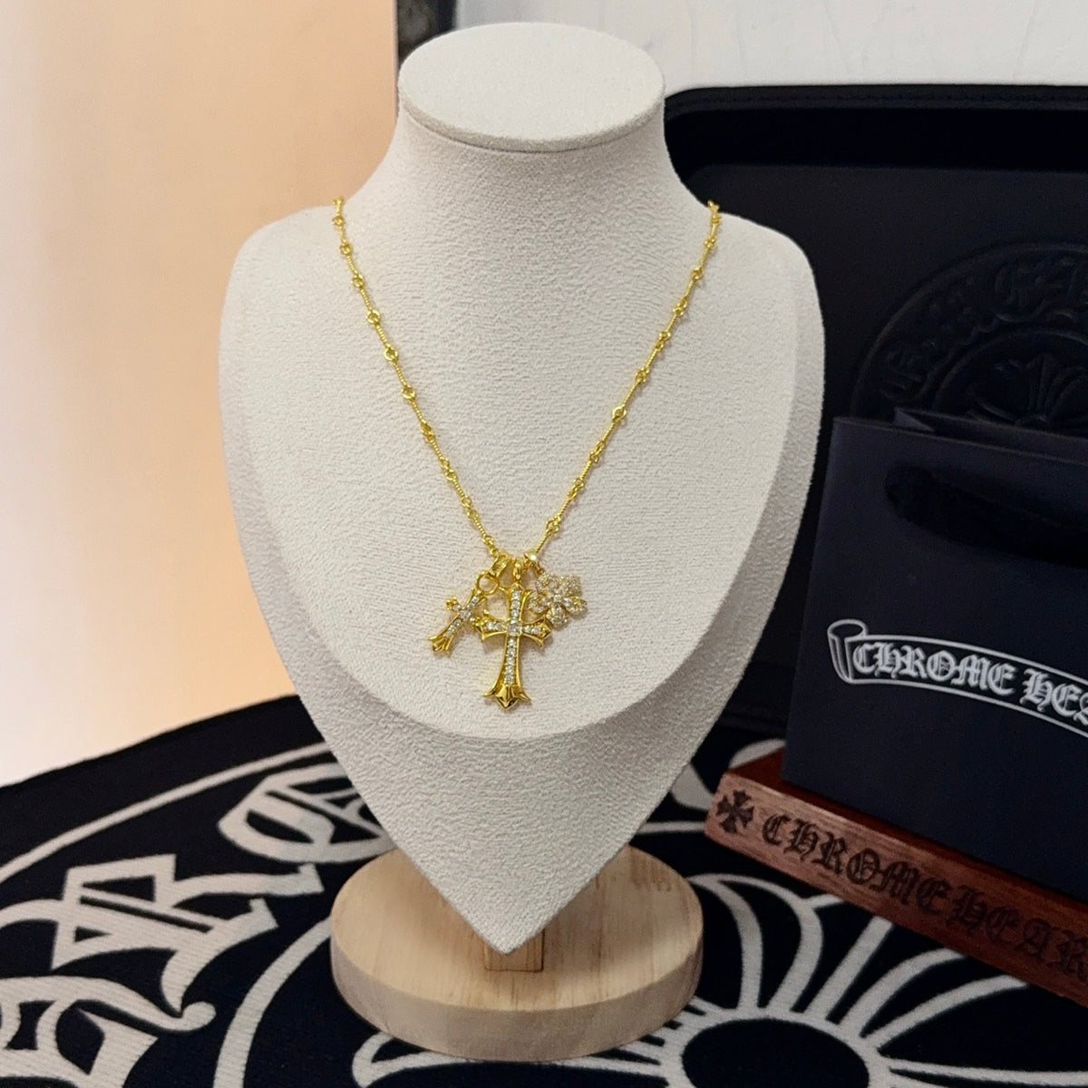antique cross Necklace for men - product detail view