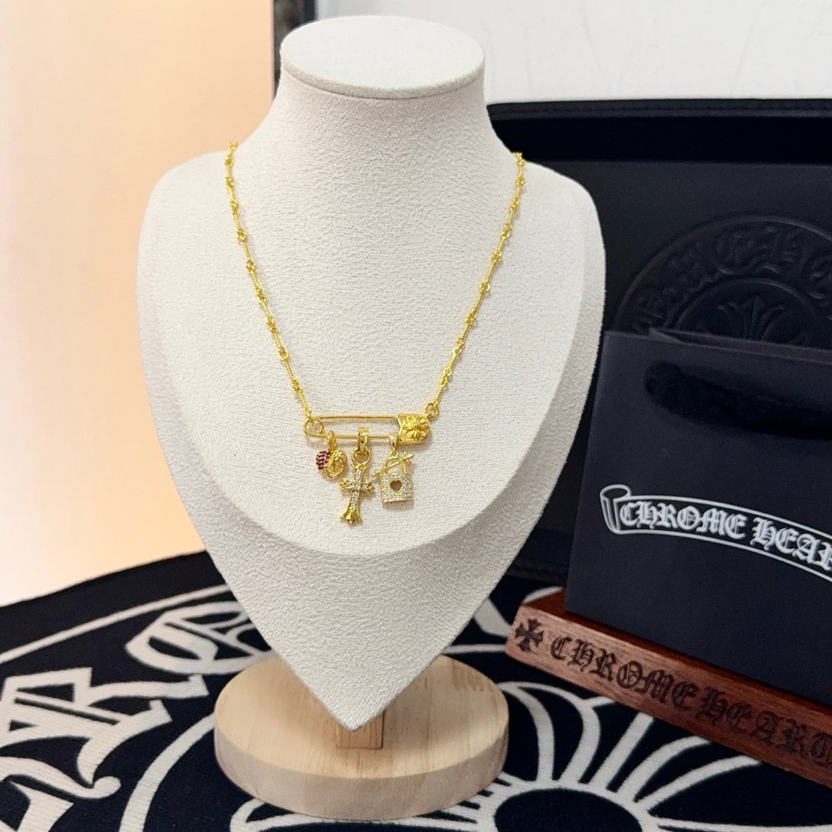 antique cross Necklace for men - product detail view
