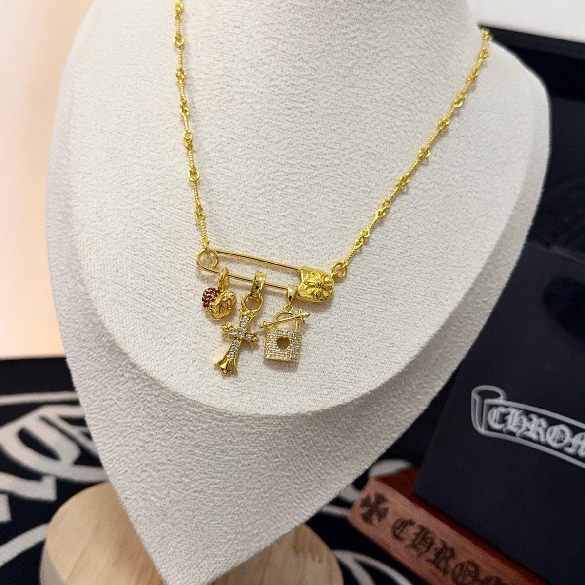 antique cross Necklace for men - alternate angle view 2