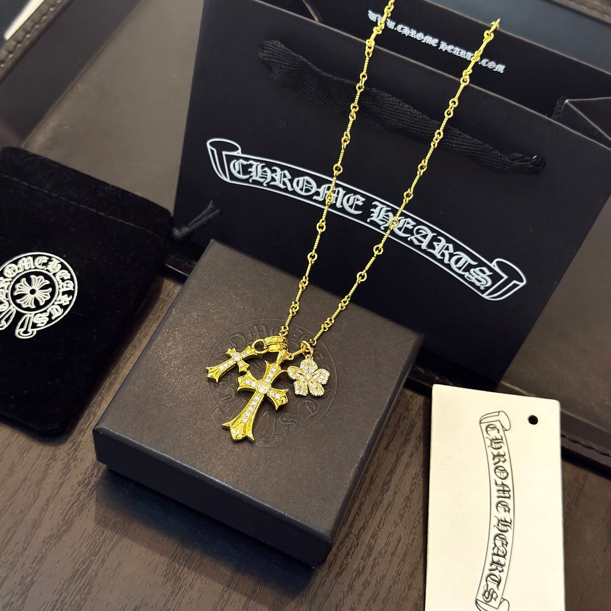 antique cross Necklace for men - alternate angle view 5