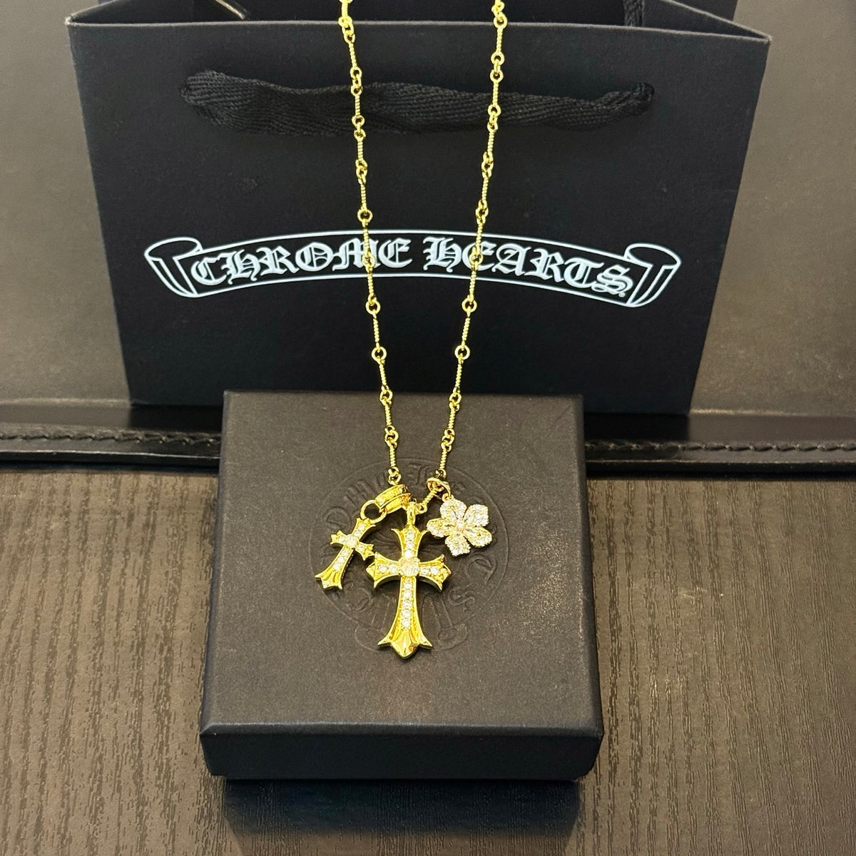 antique cross Necklace for men - alternate angle view 4