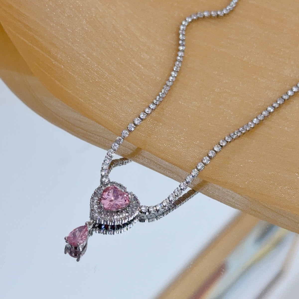 gold crystal inlaid Necklace for women - alternate angle view 4