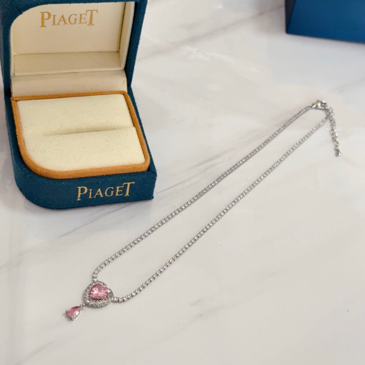 gold crystal inlaid Necklace for women - alternate angle view 3