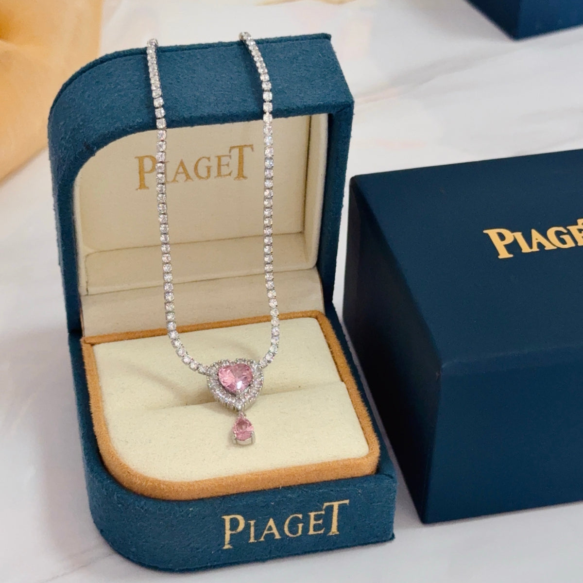 gold crystal inlaid Necklace for women - product detail view