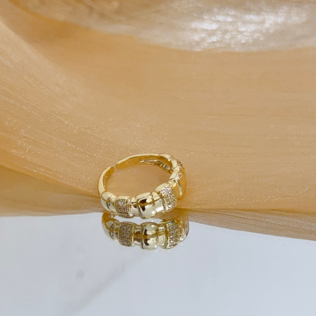 gold crystal inlaid Ring for women - alternate angle view 5