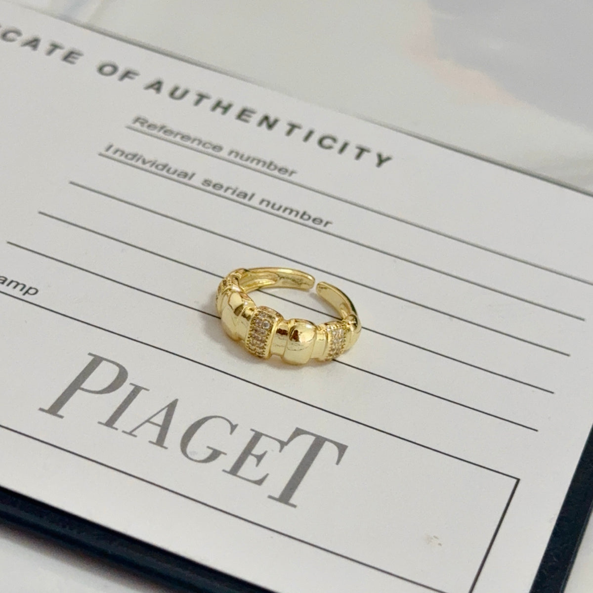 gold crystal inlaid Ring for women - alternate angle view 7