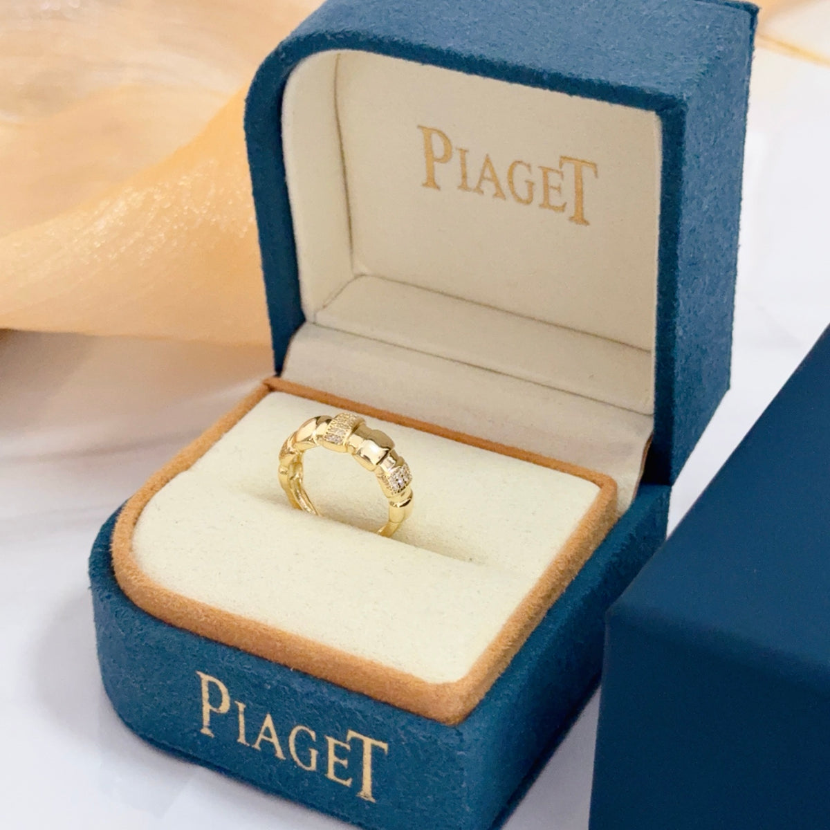 gold crystal inlaid Ring for women - alternate angle view 2