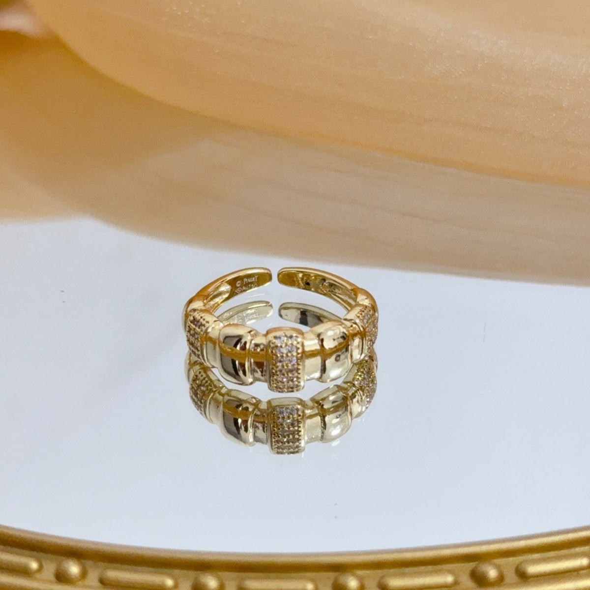 gold crystal inlaid Ring for women - alternate angle view 6