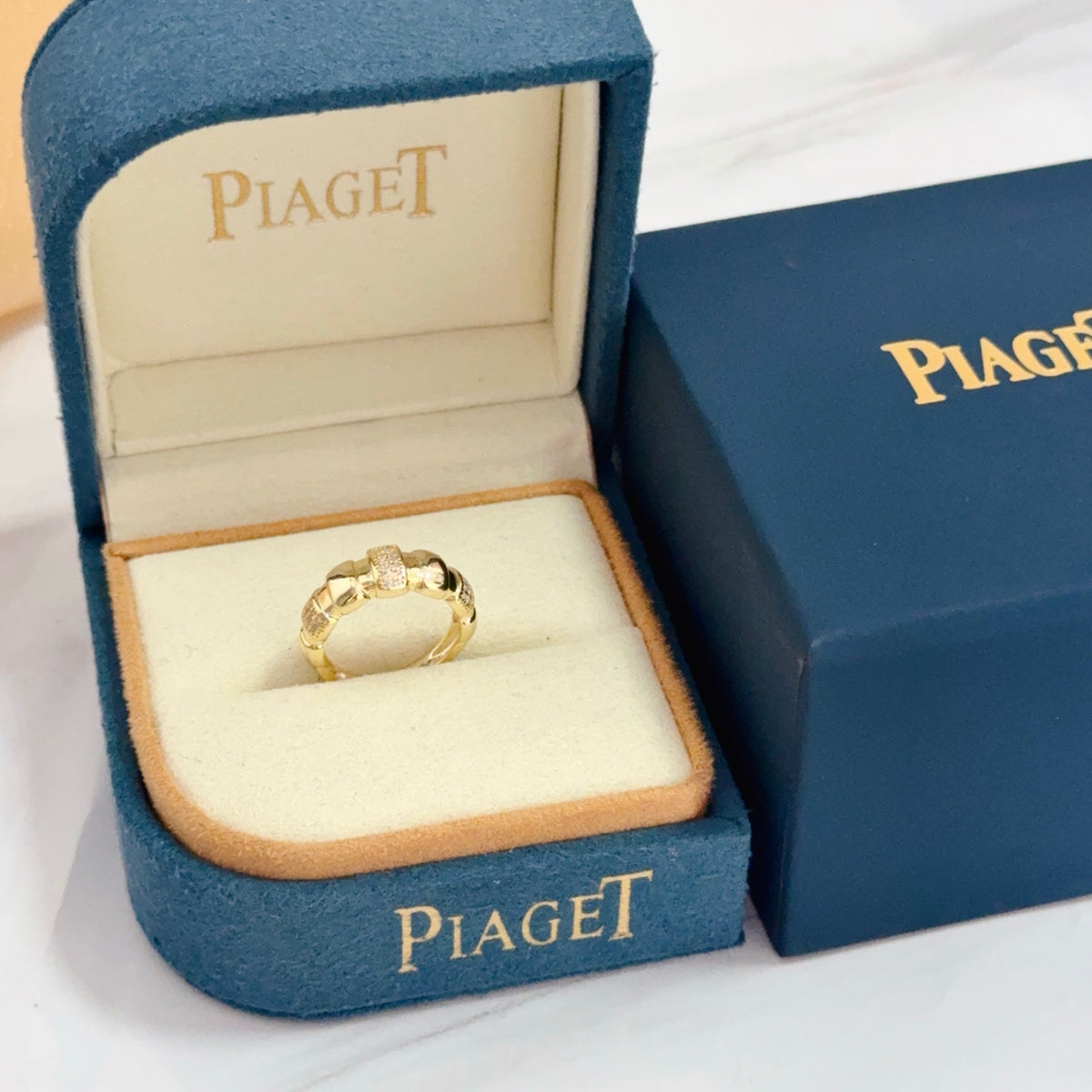 gold crystal inlaid Ring for women - product detail view