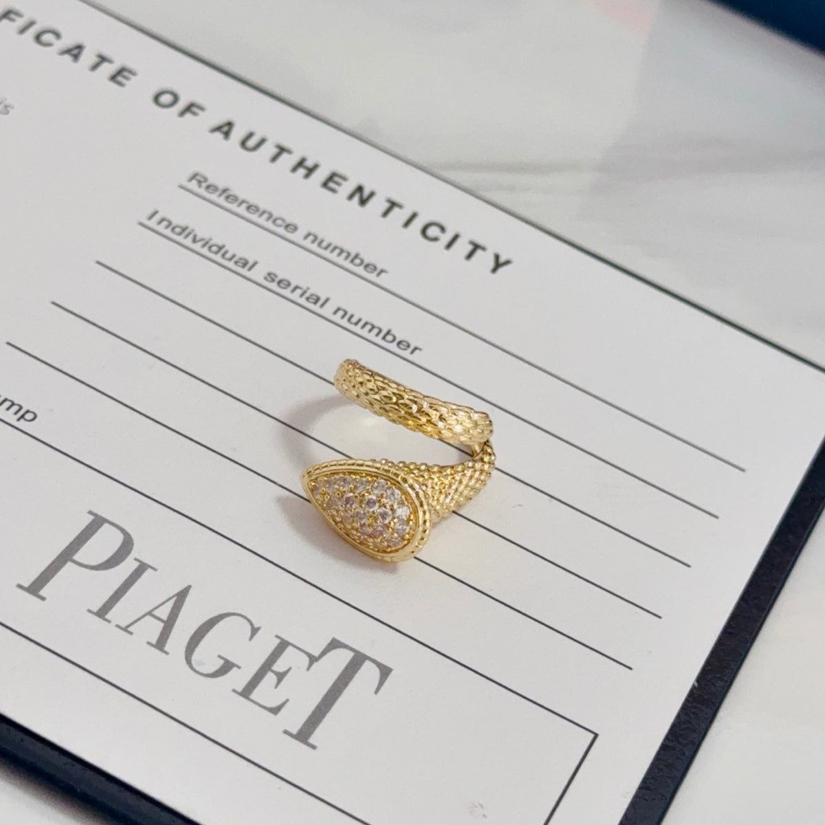 gold crystal inlaid Ring for women - alternate angle view 5