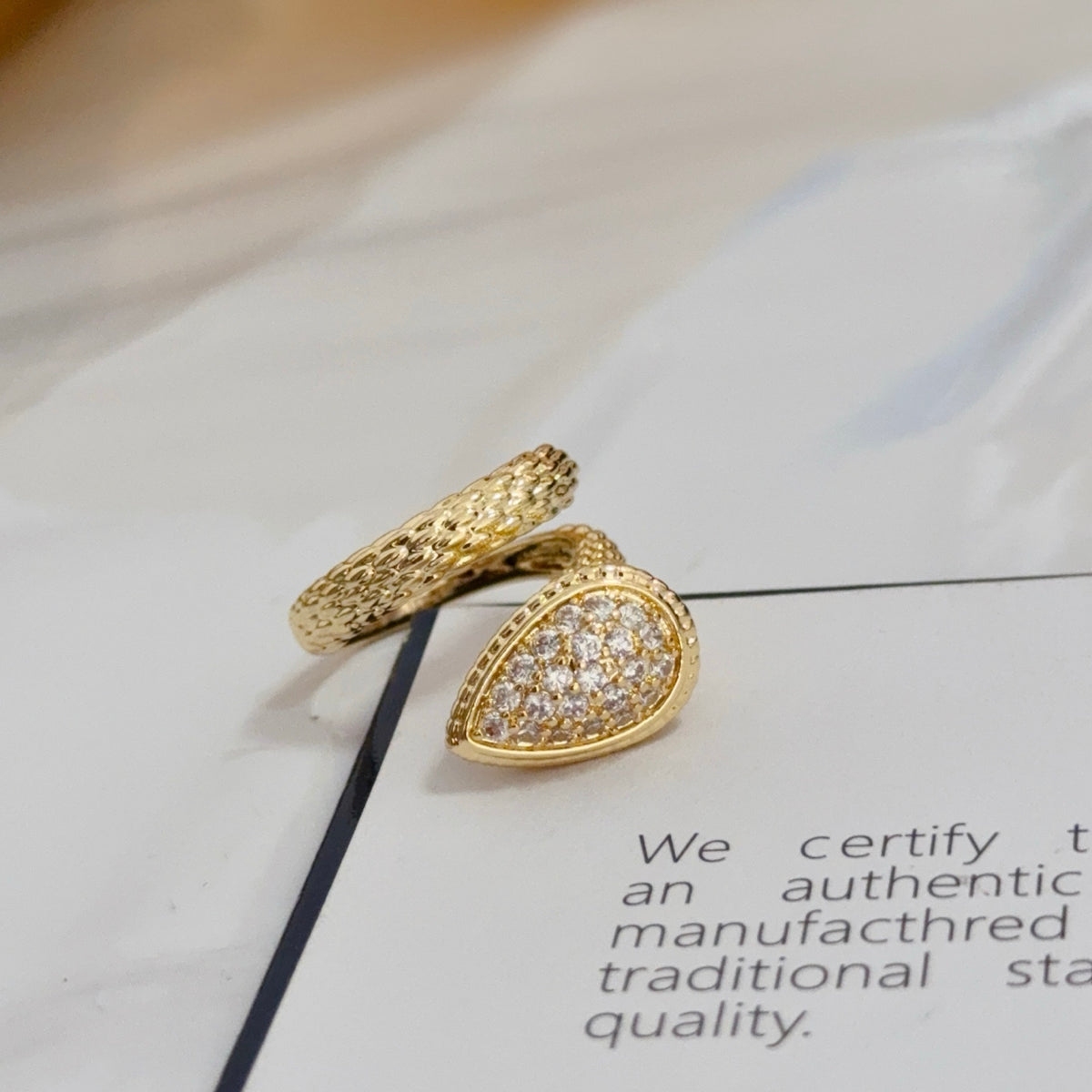gold crystal inlaid Ring for women - alternate angle view 6